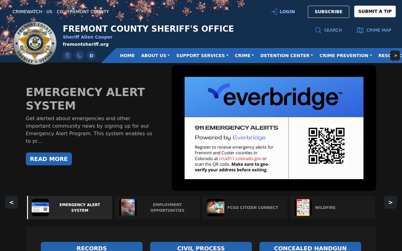 Fremont County Sheriff CRIMEWATCH records hub