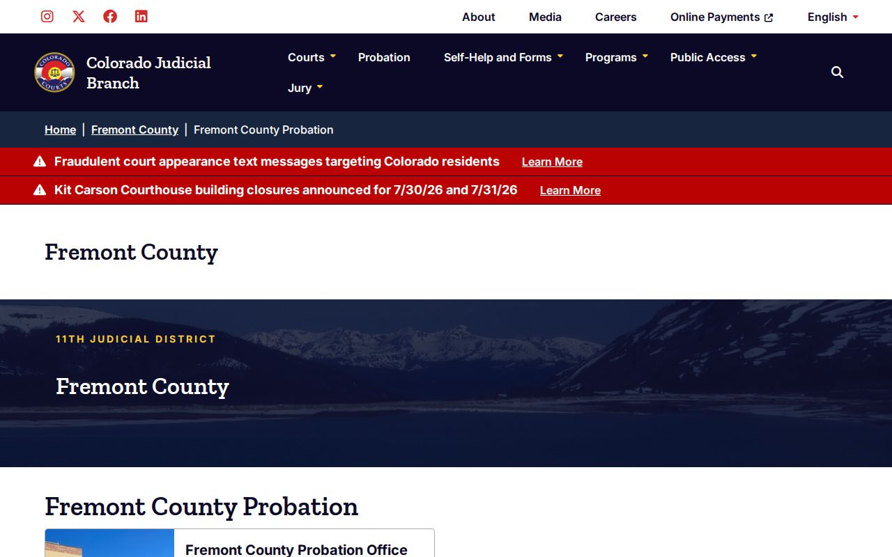 Fremont County 11th Judicial District probation page