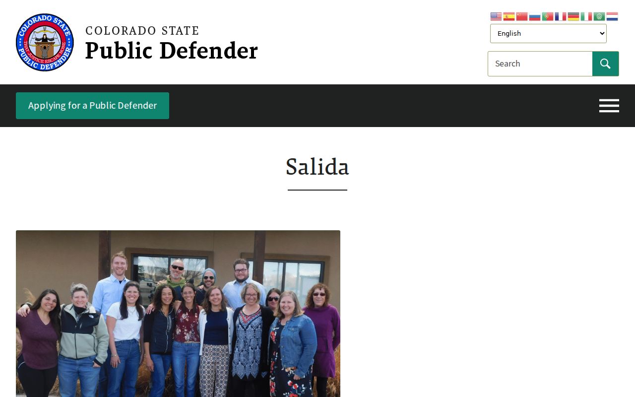 Colorado State Public Defender Salida regional office page