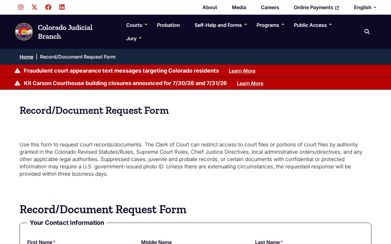 Fremont County criminal court document request