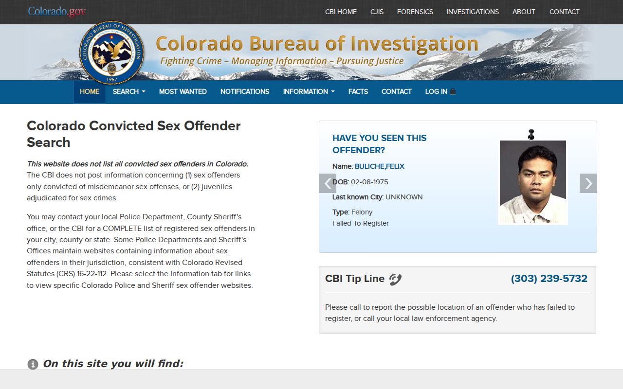 Fremont County sex offender registry profile