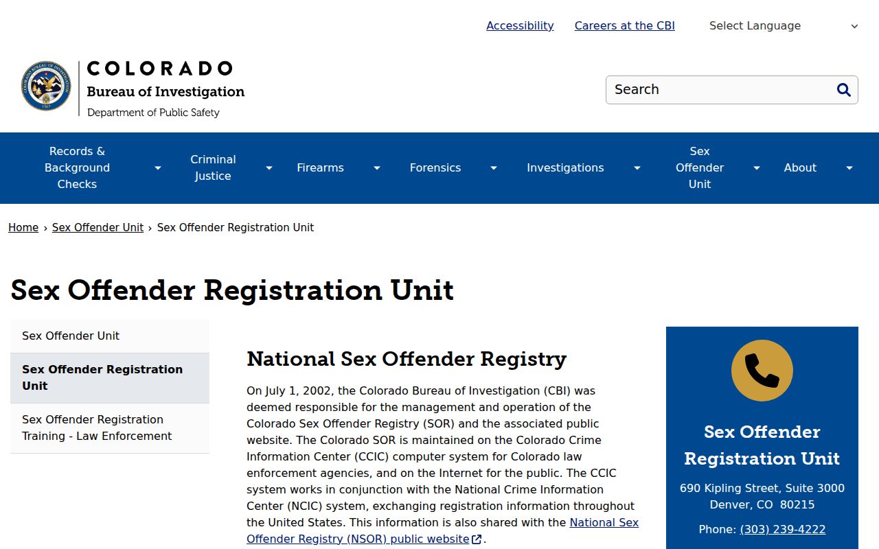 Fremont County sex offender registration unit