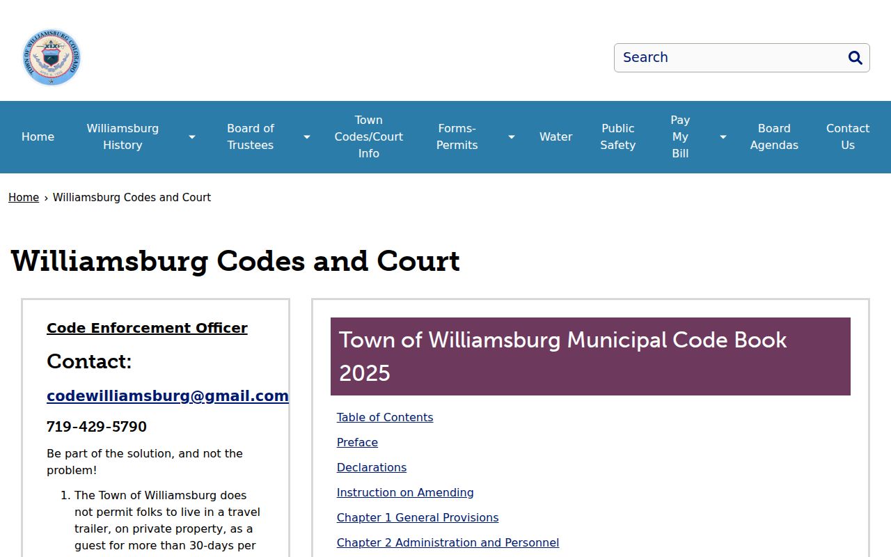 Williamsburg criminal records code and court docket page